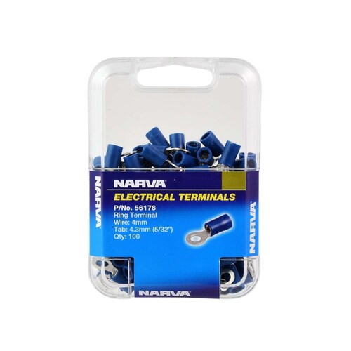 Narva 4.3mm Ring Terminal Blue Pack of 100 - 56176