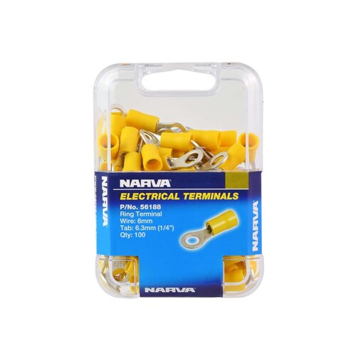 Narva 6.3mm Ring Terminal Yellow Pack of 100 - 56188