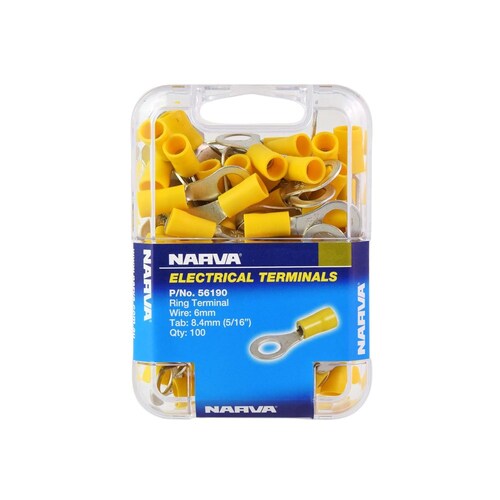Narva 8.4mm Yellow Ring Terminal Pack of 100 - 56190