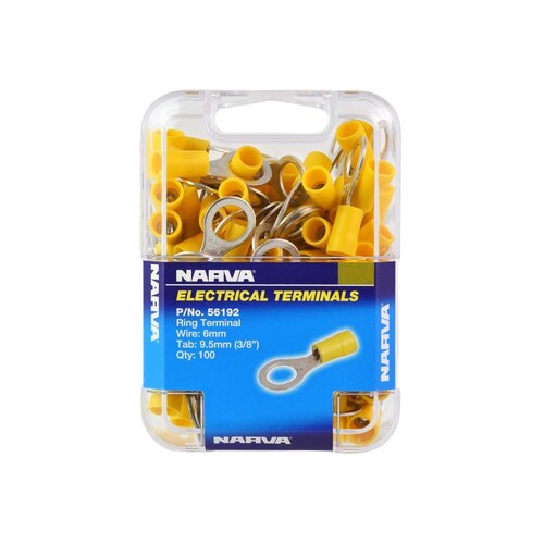 Narva 9.5mm Ring Terminal Yellow Pack of 100 - 56192