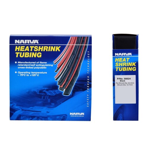 Narva 24.5mm Black Heatshrink - 1.2m Length (56624)