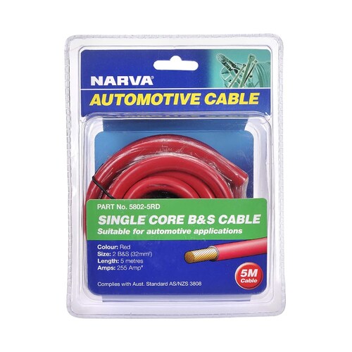 Narva 255A Red 2 B&S Cable 5M - 5802-5RD