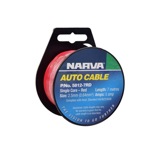 Narva Cable 2.5mm 5amp Red Single Core Narva Red 5812-7RD