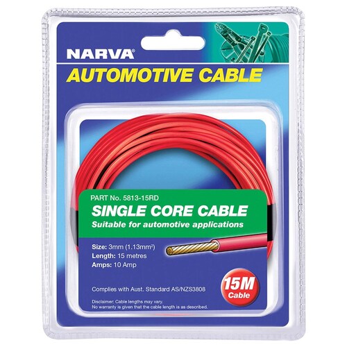 Narva 10A 3mm Red Single Core Cable 15m - 5813-15RD