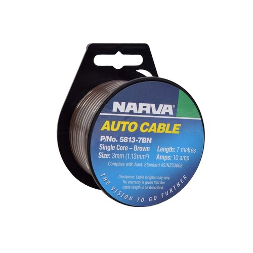 Narva Brown Single Core Cable 10a 3mm 7m Brown 5813-7BN