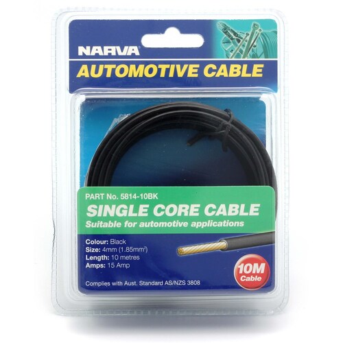 Narva 15A 4mm Black Single Core Cable - 10m (5814-10BK)
