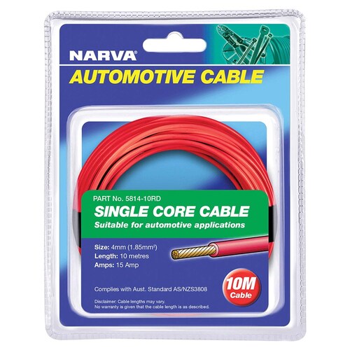 Narva 15A 4mm Red Single Core Cable - 10m Length (5814-10RD)