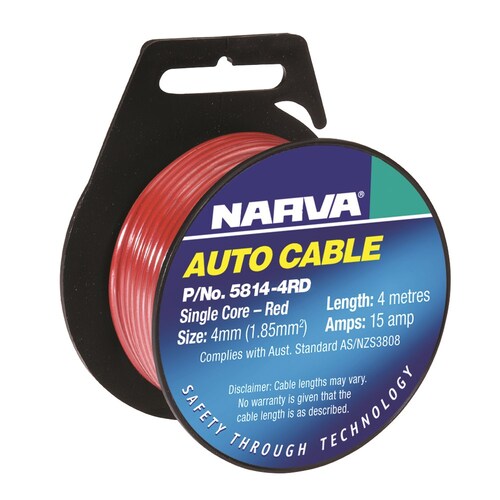 Narva Red Single Core Cable 15a 4mm (4 Metres) 5814-4RD