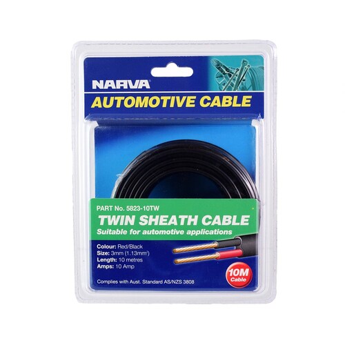 Narva Cable Twin Core 3mm 10a 10m 5823-10TW