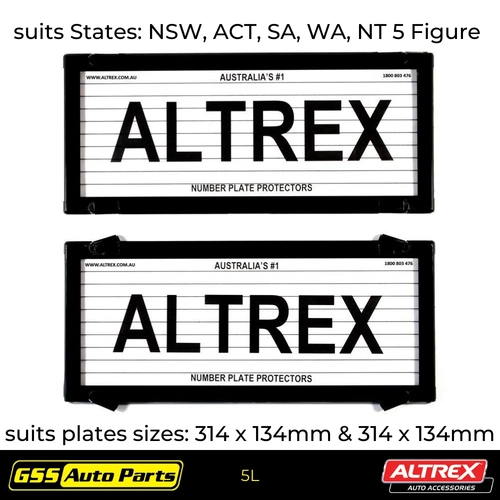 Altrex Number Plate Protector Covers Black 5L