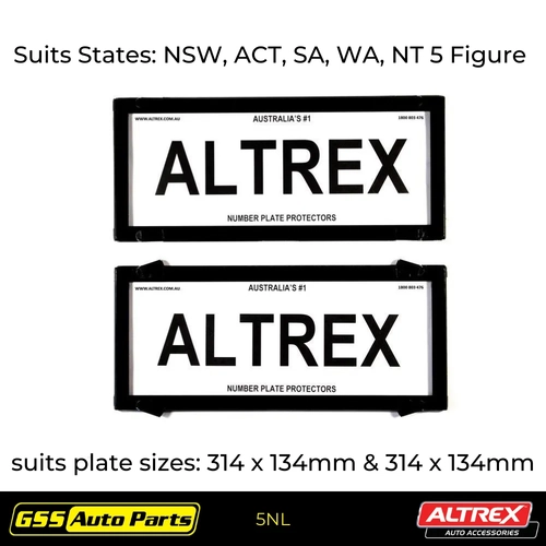 Altrex Number Plate Protector Covers Black 314x134mm 5NL