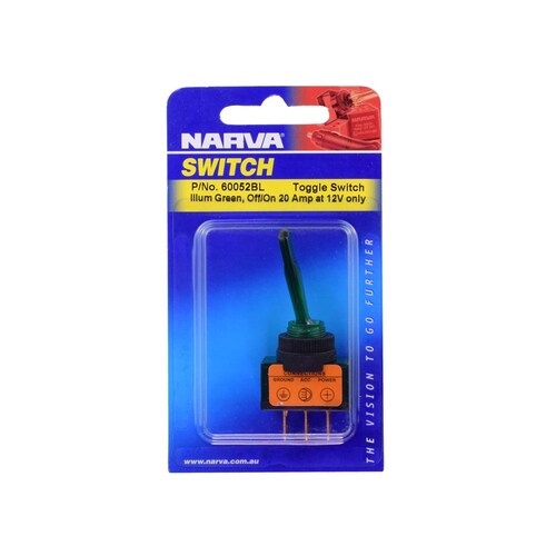 Narva Illuminated Off/On Toggle Switch Green - 60052BL