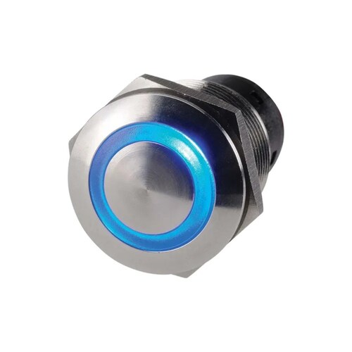 Narva LED Push Button On/Off Switch with Blue Illumination - 60074BL