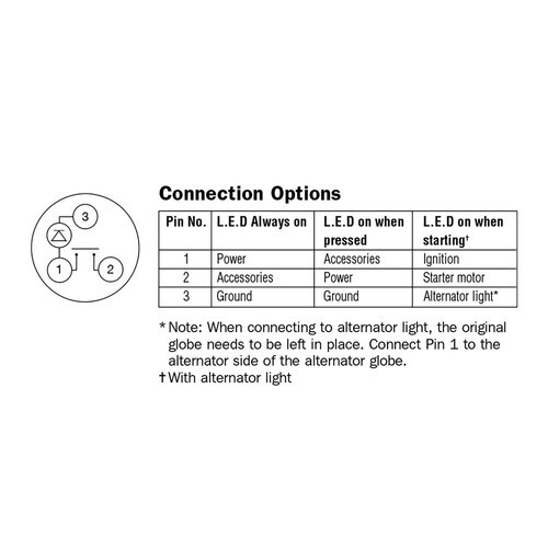 Narva 12 Volt Starter Switch with Blue LED - 60097BL