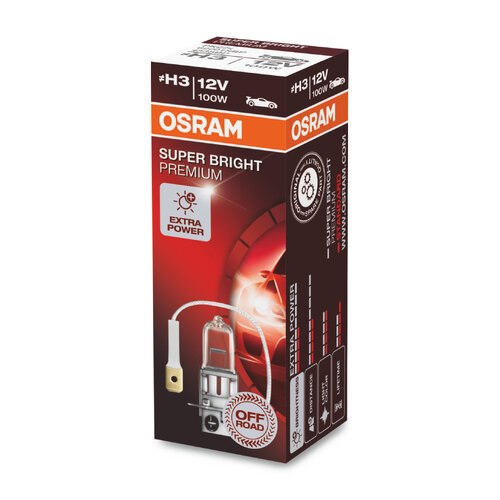 Osram Globe Super Bright Premium (1) H3 Halogen Pk22s 12v 100w 62201sbp