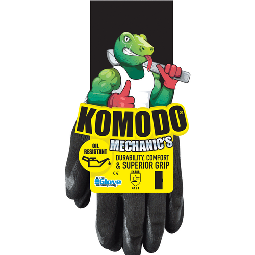 TGC Komodo Mechanics Oil Resistant Re-useable Gloves 1 Pair Black Small  630201 