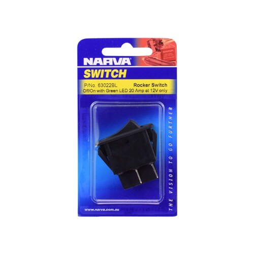 Narva Off/On Rocker Switch with Green LED - 63022BL