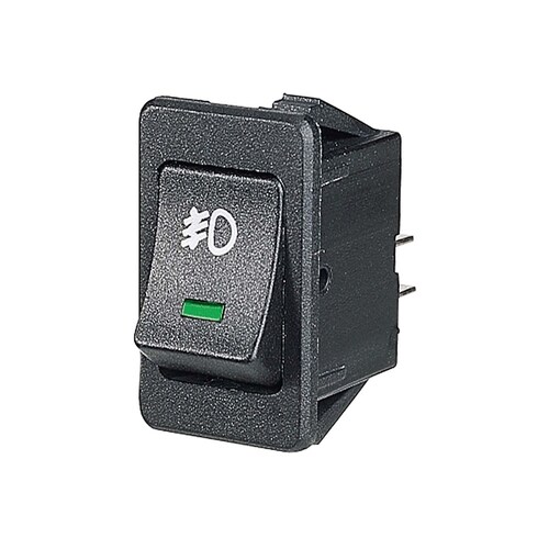 Narva Off/On Rocker Switch with Green LED and Front Fog Symbol - 63027BL