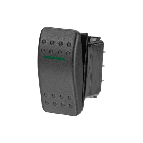 Narva 12V On/Off Rocker Switch with Green Illumination - 63113BL