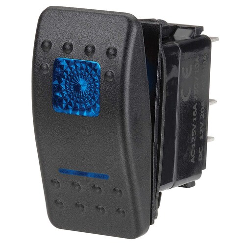 Narva 12 Volt Illuminated Off/On Sealed Rocker Switch (Blue) - 63123BL