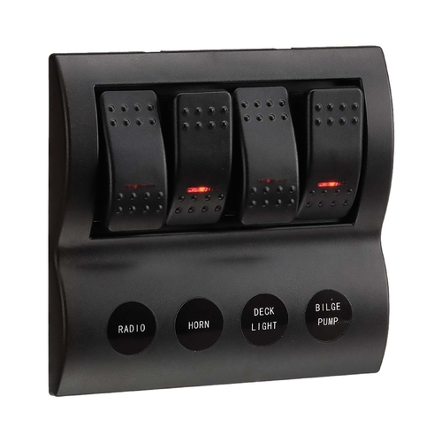 Narva 4-Way Sealed LED Switch Panel with Fuse Protection SPST 20A 12V 63190