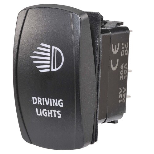 Narva 12/24V LED Illuminated Sealed Rocker Switch with "Driving Lights" Symbol (Blue) - 63220BL
