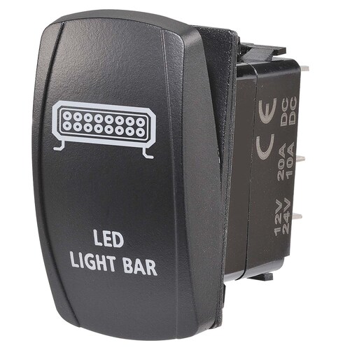 Narva 12/24V On-Off LED Illuminated Sealed Rocker Switch with Blue LED Light Bar Symbol - 63224BL