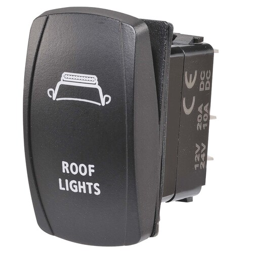 Narva 12/24V LED Illuminated Sealed Rocker Switch with "Roof Lights" Symbol (Blue) - 63226BL