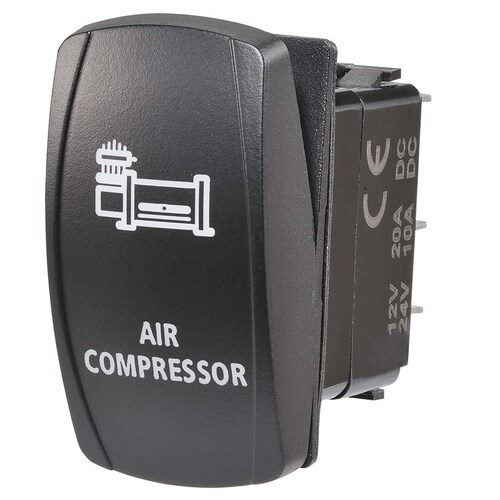 Narva 12/24V LED Illuminated Sealed Rocker Switch with Air Compressor Symbol - Blue (63228BL)