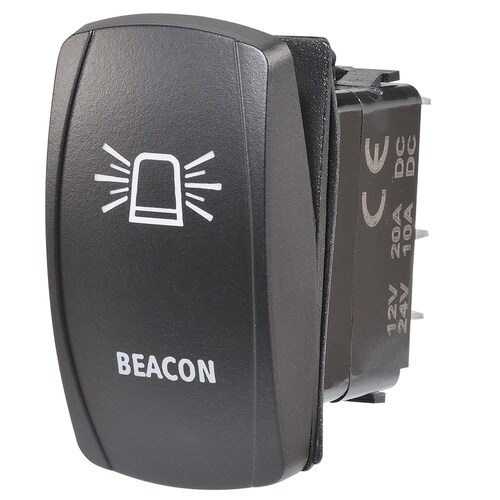 Narva 12/24V LED Illuminated Sealed Rocker Switch with Beacon Symbol Amber - 63234BL