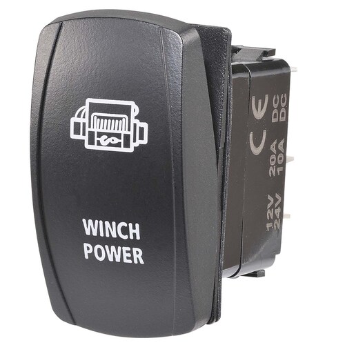 Narva 12/24V LED Illuminated Sealed Rocker Switch with "Winch Power" Symbol (Red) - 63236BL
