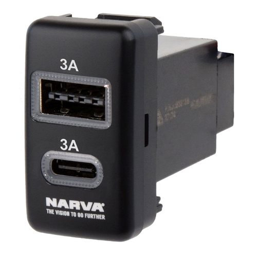 Narva 12 Volt Illuminated USB-C Port 63317BL