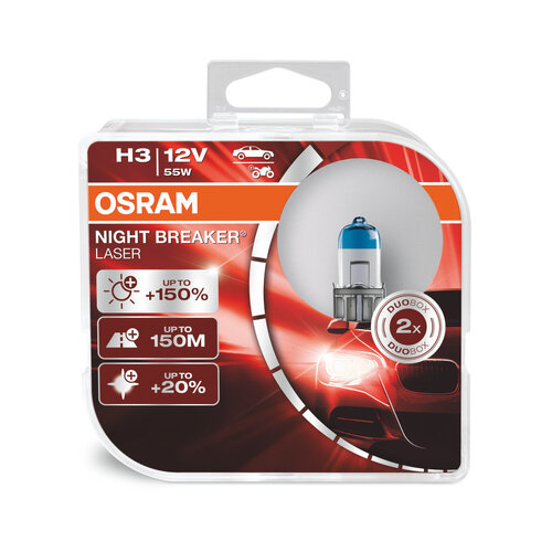 Osram Globes Night Breaker Laser (pk 2) H3 Halogen Pk22s 12v 55w 64151nl-hcb