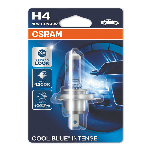 Osram Globe Cool Blue Intense (1) H4 Halogen P43t-38 12v 60/55w 64193cbi-01b