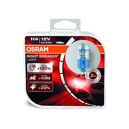 Osram Night Breaker Laser H4 Halogen Globes (Pack of 2) P43t-38 12V 60/55W 64193NBL-HCB
