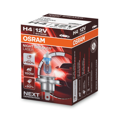 Osram Globe Night Breaker Laser (1) H4 Halogen P43t-38 12v 60/55w 64193nl