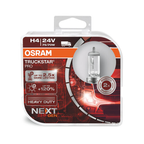 Osram Globes Truckstar (pk 2) H4 Halogen P43t-38 24v 75/70w 64196tsp-hcb