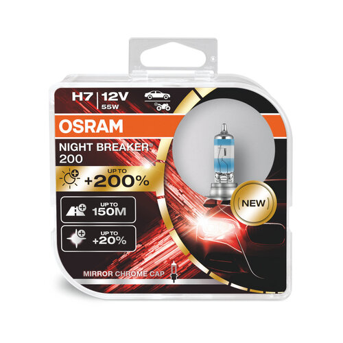 Osram Globes Night Breaker 200 (200% Brighter) (pk 2) H7 Halogen Px26d 12v 55w 64210nb200-hcb