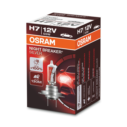 Osram Globe Night Breaker Silver (1) H7 Halogen Px26d 12v 55w 64210nbs
