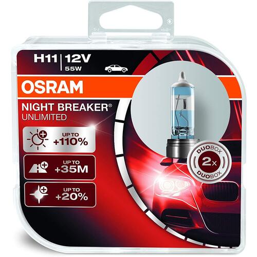 Osram Globes Night Breaker Unlimited (pk 2) H11 Halogen Phj19-2 12v 55w 64211nbu-hcb