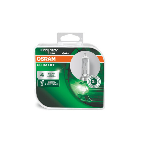 Osram Globes Ultra Life (pk 2) H11 Halogen Phj19-2 12v 55w 64211ult-hcb