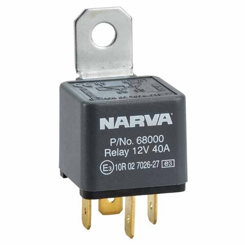 Narva  12v 40a Normally Open 4 Pin Relay With Resistor (1)    68004BL  