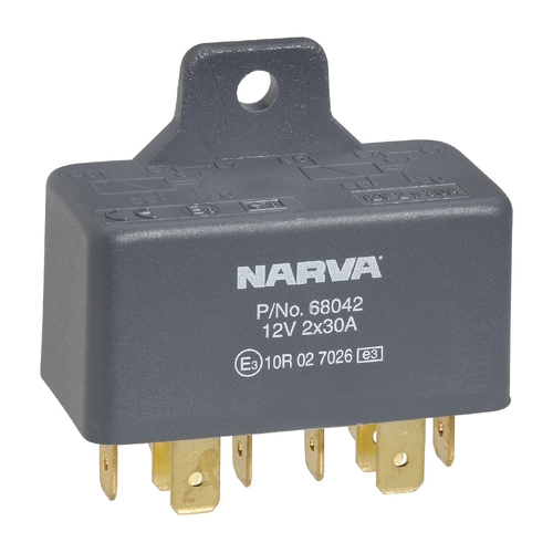 Narva 12V 30/30A 5/5-Pin Normally Open Twin Relay 68042