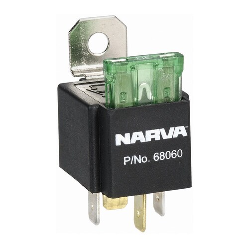 Narva 12V 30A 4 Pin Fused Relay - Model 68060BL