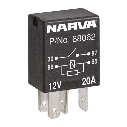 Narva 12V 20A Normally Open 4 Pin Micro Relay with Resistor - 68062BL