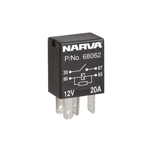 Narva Micro Relay 12v 20a Normally Open 4 Pin With Resistor (1) 68062BL