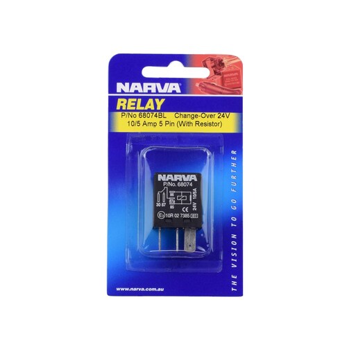 Narva 24V 10A/5A Change-Over 5 Pin Relay with Resistor - 68074BL