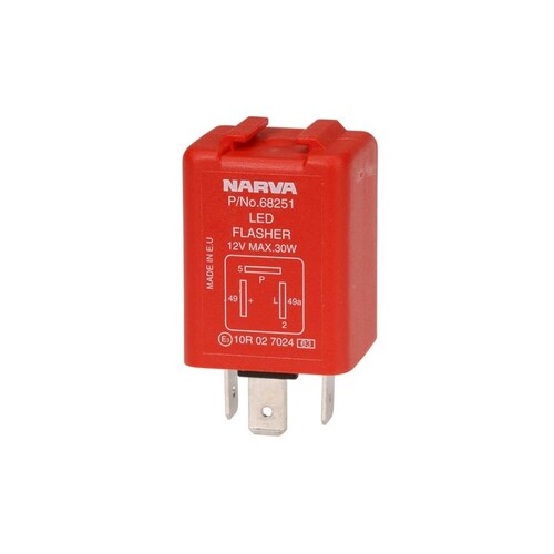 Narva 12 Volt 3 Pin LED Electronic Flasher with Pilot - Single (68251BL)