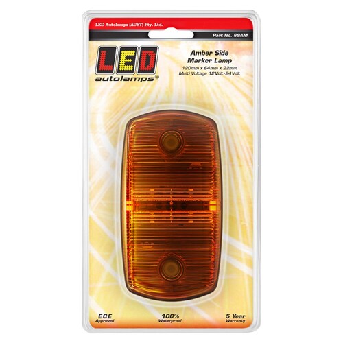 LED Auto Lamps Amber Side Marker Light 12-24V 120 x 69 x 20mm Blister Pack - Model 69AM