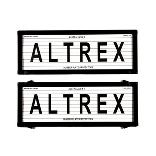 Altrex Number Plate Protector Covers - Standard Size Black With Lines - 6L 372x134mm